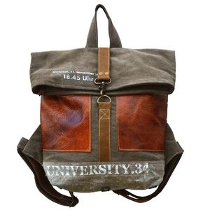 Bridgeport Handbag Backpack Cotton canvas with leather trim